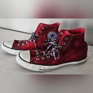 Converse Chuck Taylor All Star Hi Top Canvas Sneakers Red Grunge M8 W10 Painted